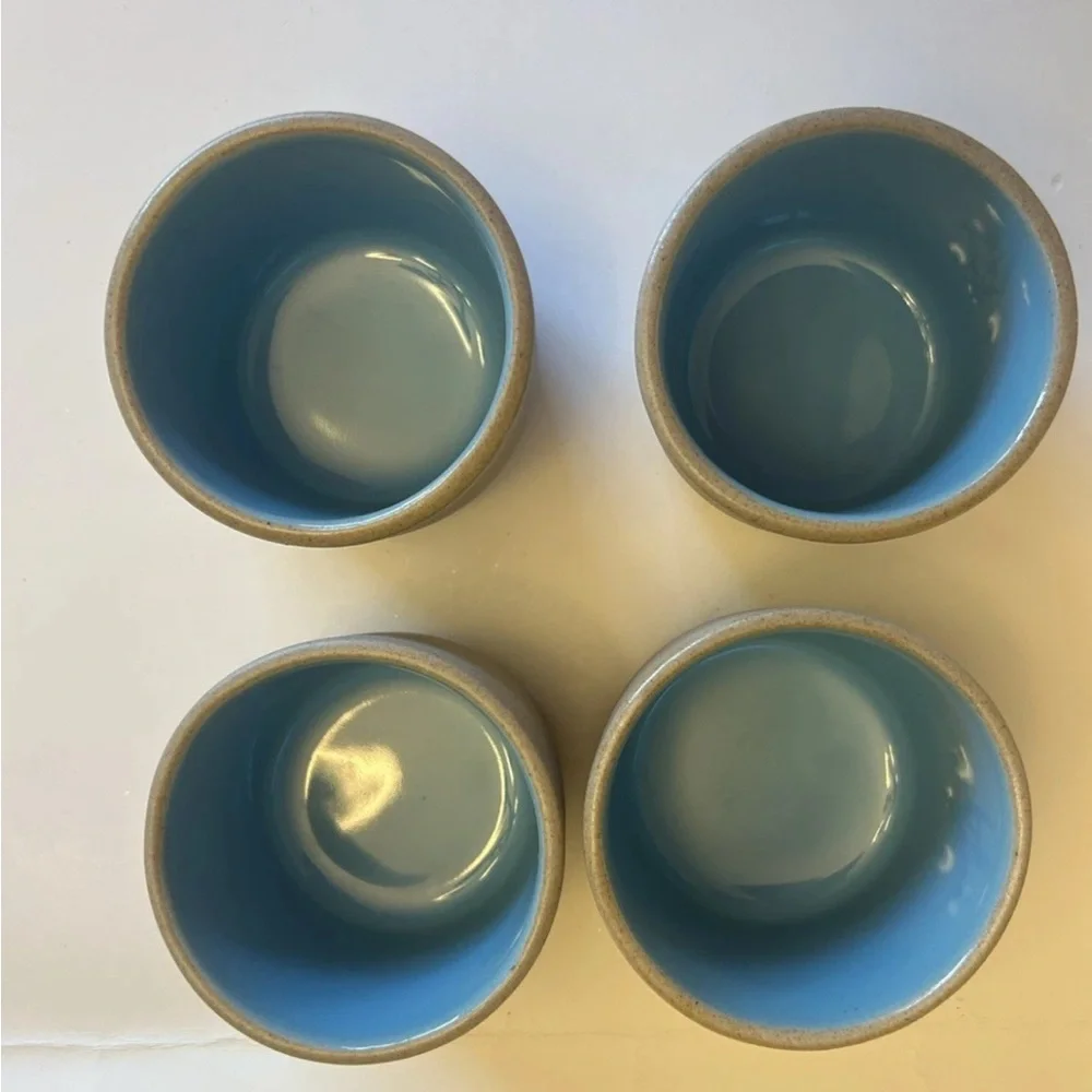 Vintage The Pigeon Forge Pottery Dogwood Cup 2" Tan And Blue Set Of 4 Pre-owned - Picture 6 of 6